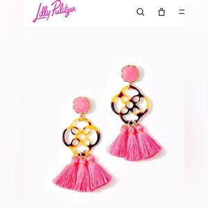 Lilly Pulitzer Pink and Tortoiseshell Floral Tassel Earrings